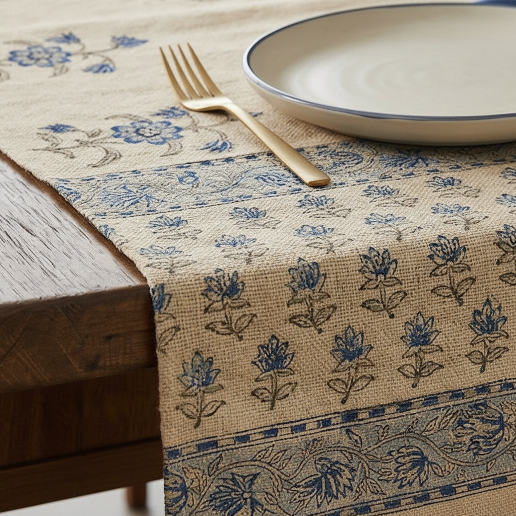 Jute Block Print Runner