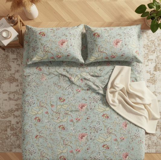 Sage Floral Bedsheet Set