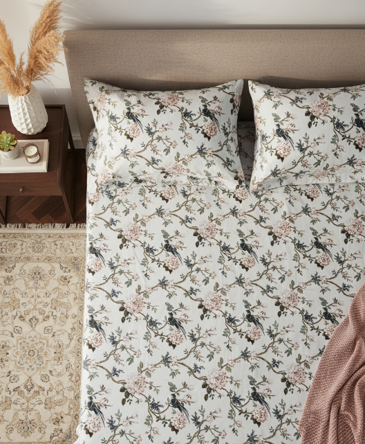 Grey Bird Bedsheet Set