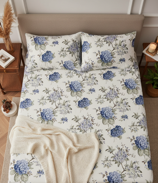 Blue Hydrangea Bedsheet Set