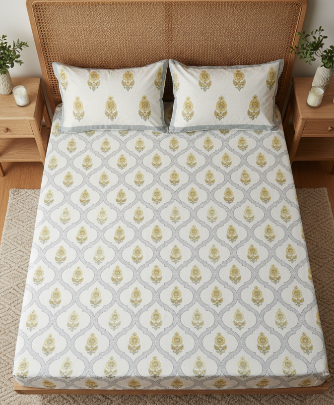 Gold & Grey Bedsheet Set