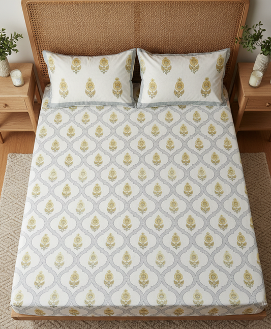 Gold & Grey Bedsheet Set