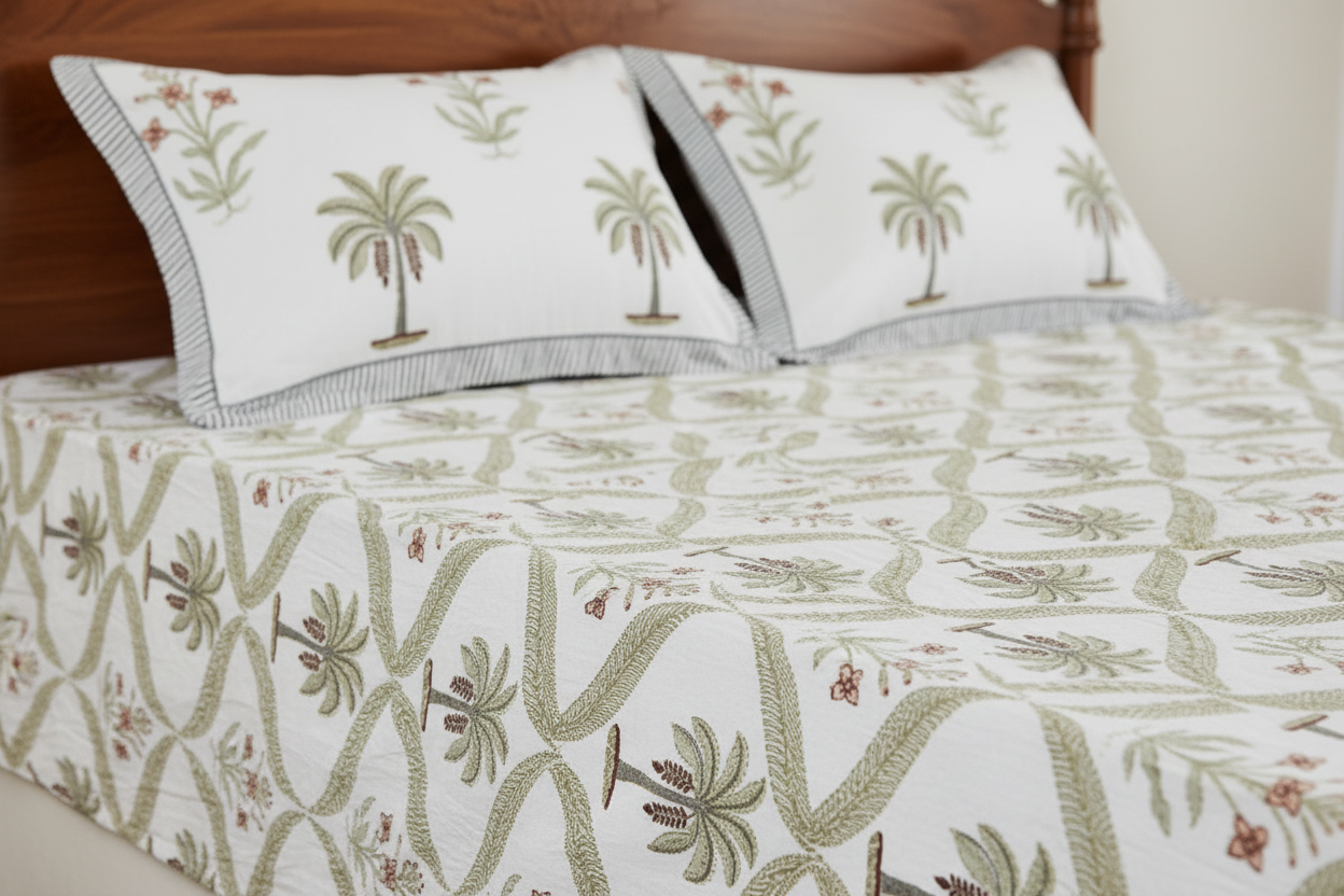 Palm Leaf Bedsheet Set