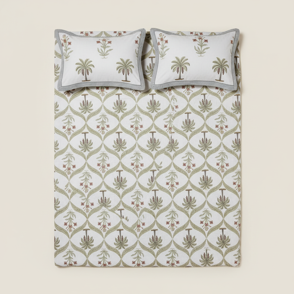 Palm Leaf Bedsheet Set
