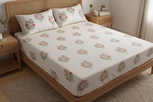 Pink Floral Bedsheet Set
