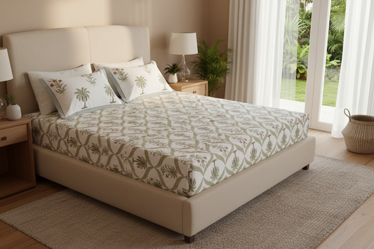 Palm Leaf Bedsheet Set