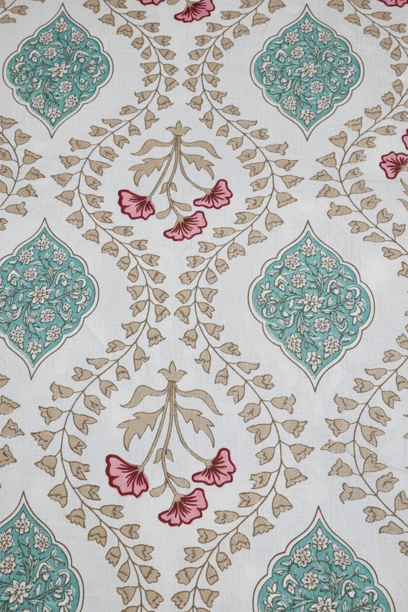 Teal Floral Bedsheet Set
