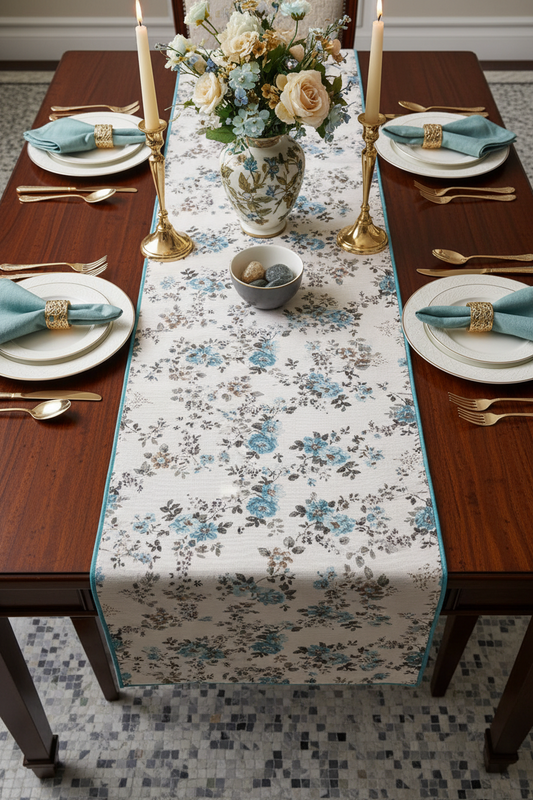 Turquoise Floral Runner